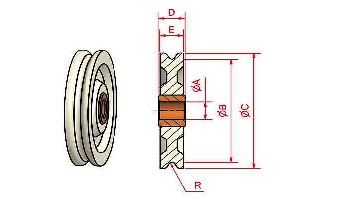 MP pulley with plain bearing