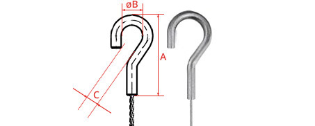 Suspension cable with hook