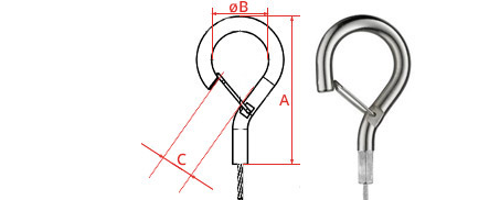Suspension cable with hook and safety bar