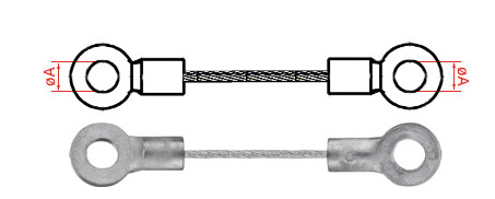 Suspension cable with 2x eyelet