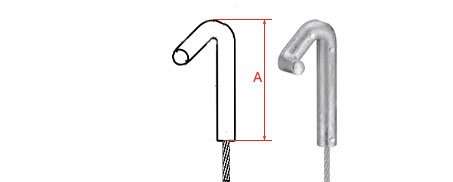 Suspension wire with trapezoidal plate hook