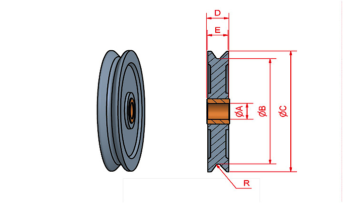 LP pulley with plain bearing