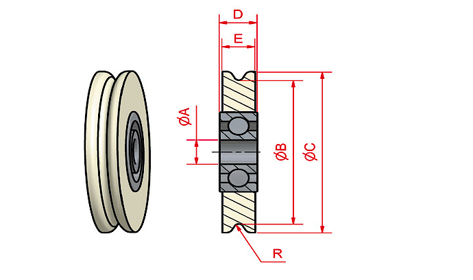 UP pulley with ball bearing