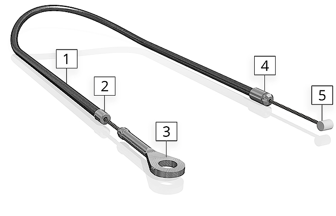 Bowden Câble intérieur Câble 180cm x 1,6mm galvanisé avec tétons rond 7x7mm v29090