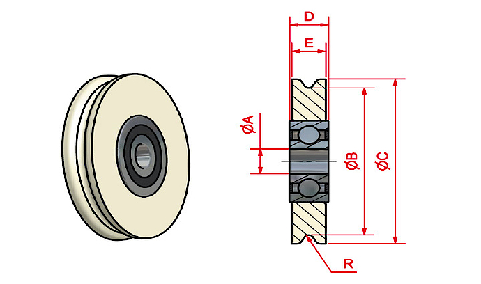 SP pulley with closed ball bearing