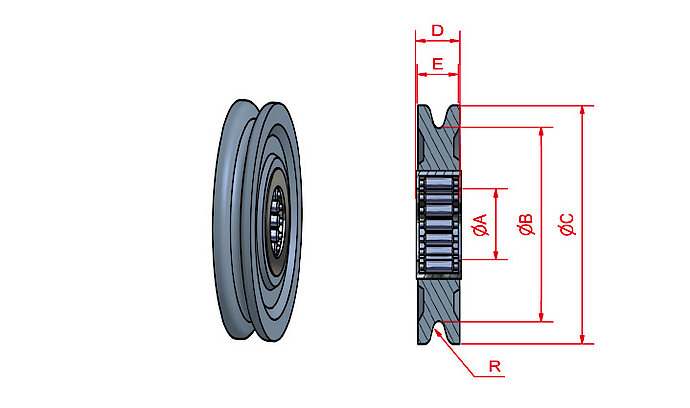 LP pulley with needle bearing